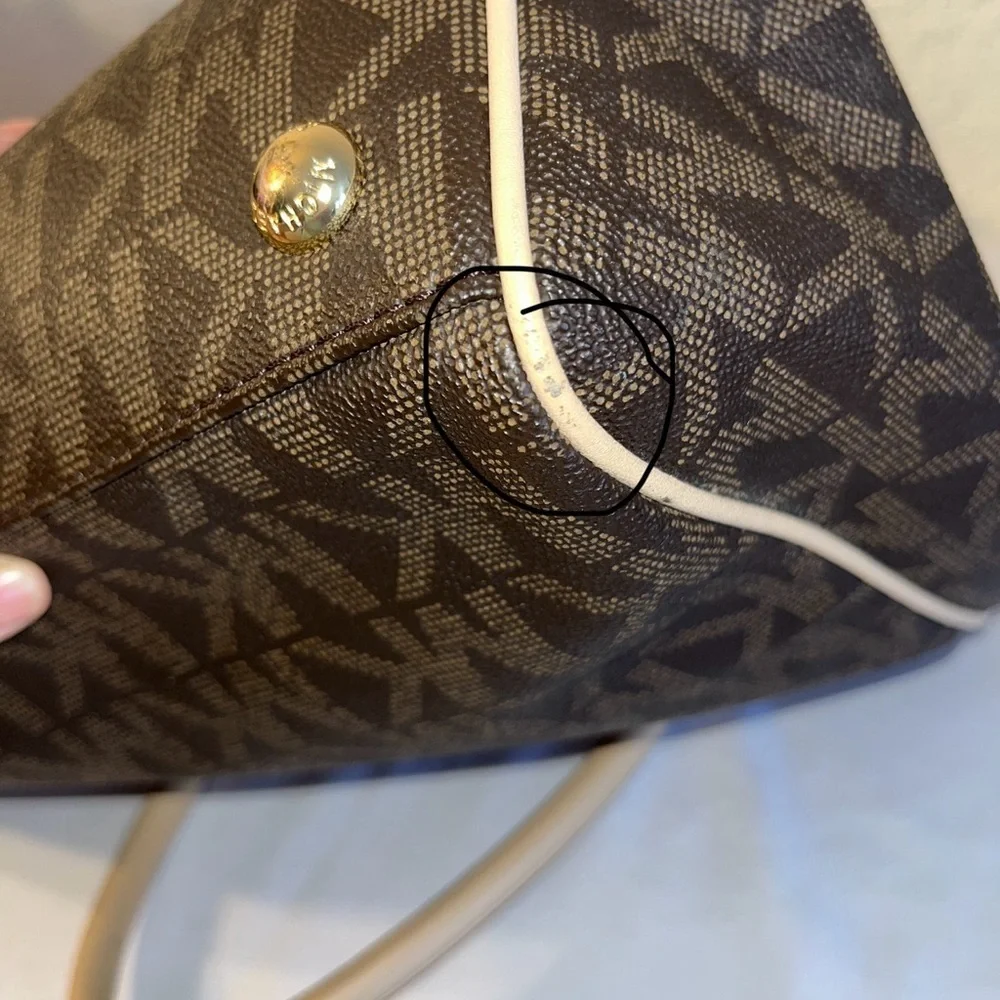 Michael Kors Dark Brown and Tan Logo Tote